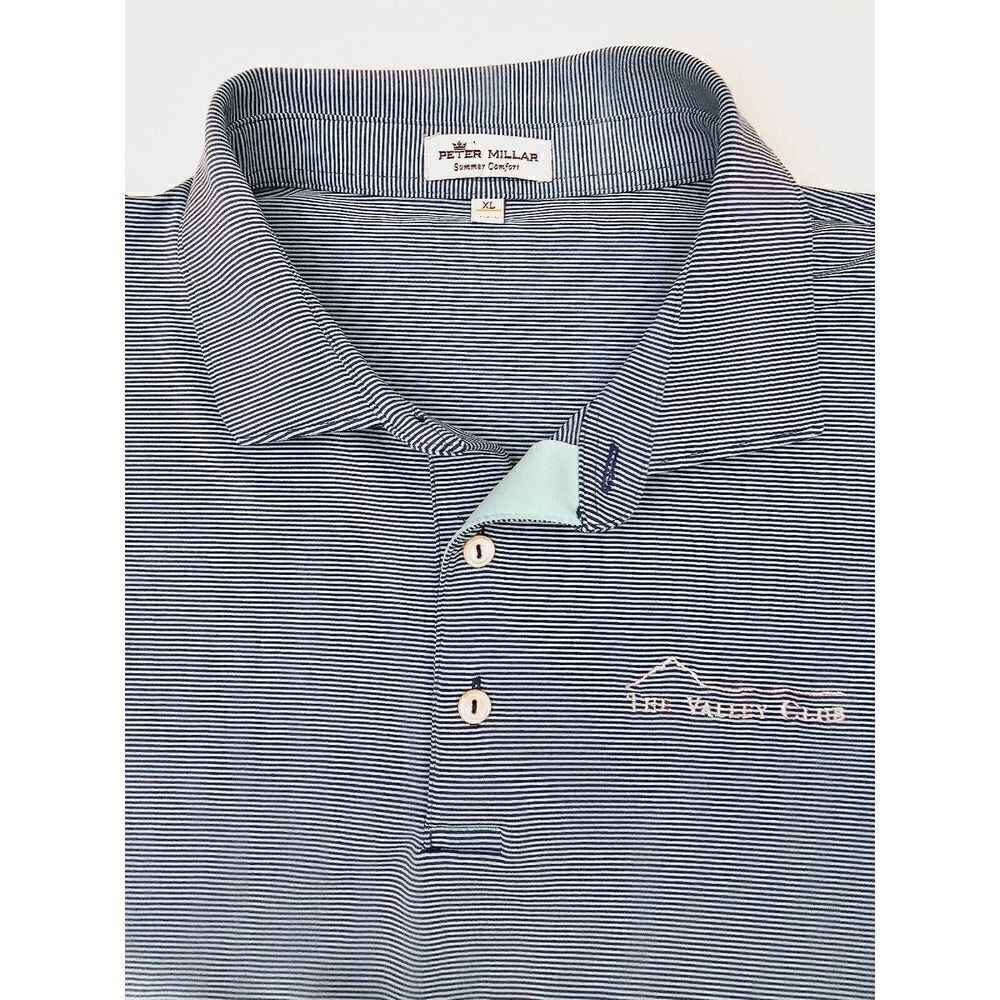 Peter Millar Summer Comfort Golf Polo Shirt Men’s Size XL Blue Striped
